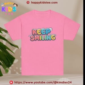 Keep Smiling Bubble Letters Kids T-Shirt – Cute Unisex Graphic Tee