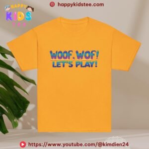 Woolf Woolf Let’s Play Kids T-Shirt – Cute Puppy Playtime Tee for Boys & Girls