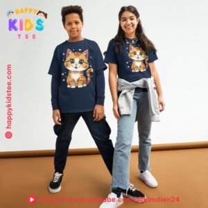 Cat with Moon Zodiac Kids T-Shirt