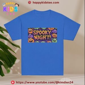 Spooky Night Kids T-Shirt – Cute Halloween Pumpkin Shirt for Boys & Girls