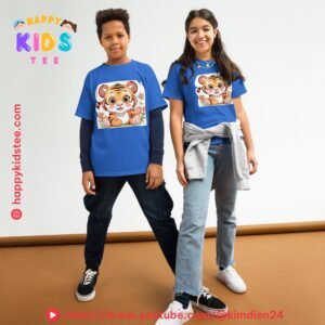 Cute Tiger with Flower Zodiac Kids T-Shirt – Adorable Chinese Zodiac Tee for Boys & Girls